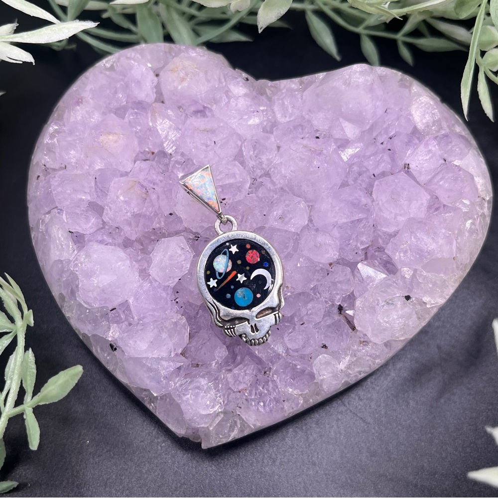 David freeland jr gemstone inlay- Grateful Dead outerspace pendant - Picture 3 of 5